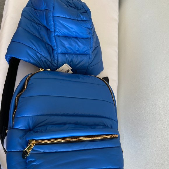 AW20 Moschino Couture Jeremy Scott OVERSIZED Blue Backpack with Attached Hoodie main image 14